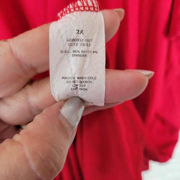 Green Envelope Womens Dress 2X Plus Mini Pullover Flutter Sleeve Red RED65E - Picture 12 of 12